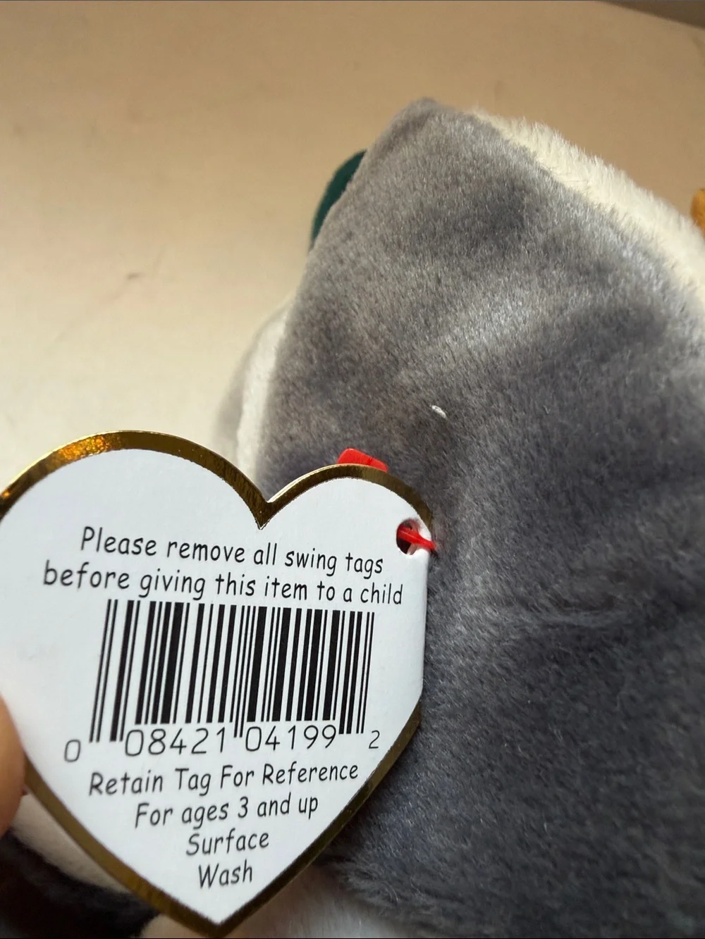 NWT Beanie Baby Mallard Jake the Duck Toy in Teal, Brown & Gray